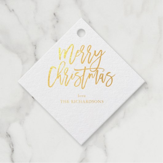 Frohe Weihnachtskalligraphie Name Gold 2 Geschenkanhänger (Vorderseite)