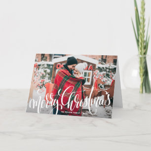 Frohe Weihnachtskalligraphie Overlay-Foto Feiertagskarte