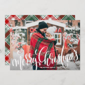 Frohe Weihnachtskalligraphie Overlay-Foto Feiertagskarte (Vorne/Hinten)
