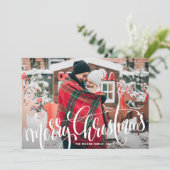 Frohe Weihnachtskalligraphie Overlay-Foto Feiertagskarte (Stehend Vorderseite)