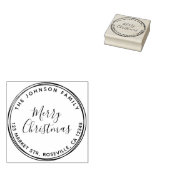 Frohe Weihnachtskalligraphie Runde Rücksendeadress Gummistempel (Stempel)