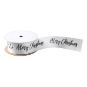 Frohe Weihnachtskalligraphie Schwarz-weißer Feiert Satinband (Spule)
