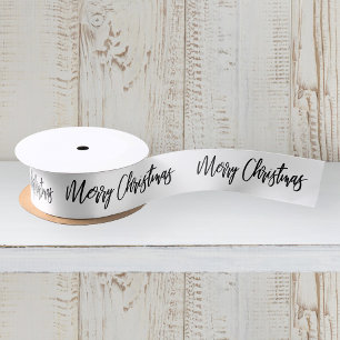 Frohe Weihnachtskalligraphie Schwarz-weißer Feiert Satinband
