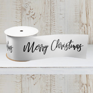 Frohe Weihnachtskalligraphie Schwarz-weißer Feiert Satinband