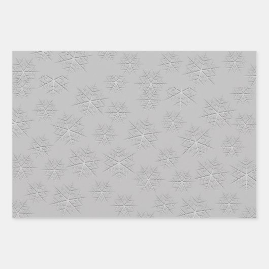 Frohe Weihnachtskalligraphie Silberschneeflocken Geschenkpapier Set (Vorderseite 2)