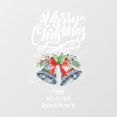 Frohe Weihnachtskalligraphie Silver Bells Fensteraufkleber (Blatt)