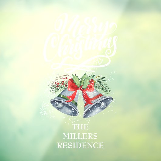 Frohe Weihnachtskalligraphie Silver Bells Fensteraufkleber (Blatt 3)