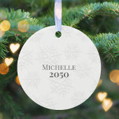 Frohe Weihnachtskalligraphie Silver Snowflake Foto Keramik Ornament