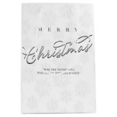Frohe Weihnachtskalligraphie Silver Snowflake Mittlere Geschenktüte (Vorderseite)