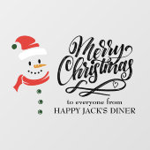 Frohe Weihnachtskalligraphie und Snowman Custom Fensteraufkleber (Blatt)