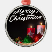 Frohe Weihnachtskandle Ornament Aus Metall (Vorne)