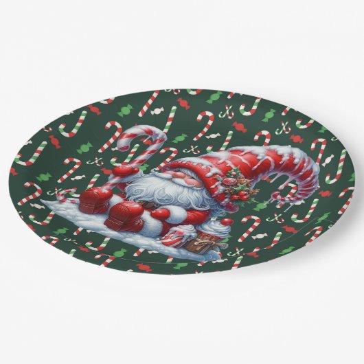 Frohe Weihnachtskandy Pappteller (Schrägansicht)