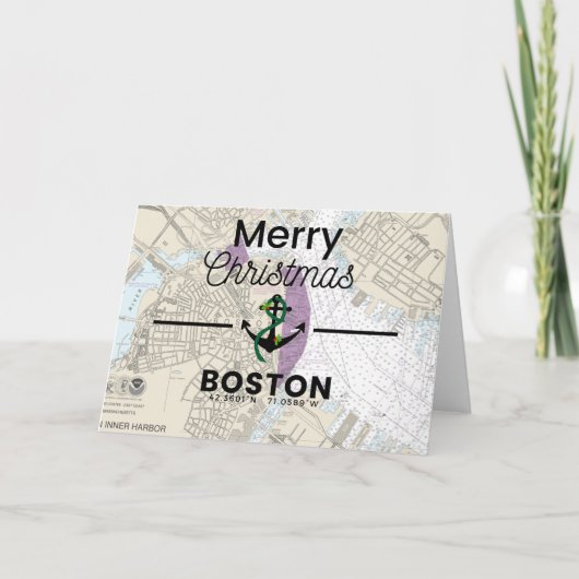 Frohe Weihnachtskarte - Boston Feiertagskarte (Vorderseite)