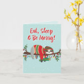 Frohe Weihnachtskarte - Essen, schlafen, und fröhl Karte (Gelbe Blume)