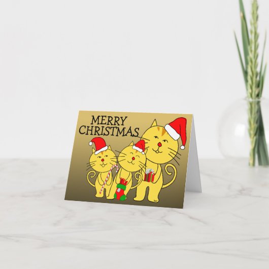 Frohe Weihnachtskarte Familienkatze Feiertagskarte (Vorderseite)