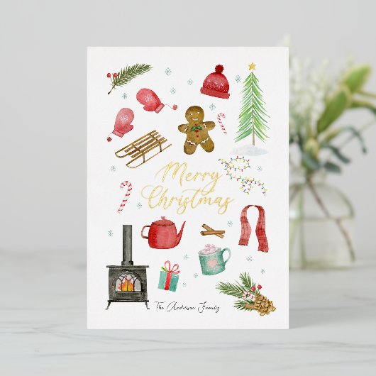 Frohe Weihnachtskarte Folien Feiertagskarte (Stehend vorne)