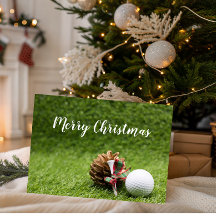 Frohe Weihnachtskarte für Golfer mit Golfball