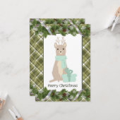 Frohe Weihnachtskarte für Hirsche mit flachem Gruß Karte (Vorderseite/Rückseite Beispiel)