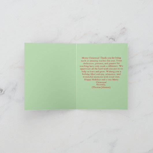 Frohe Weihnachtskarte für Lehrer Karte (Innenseite)