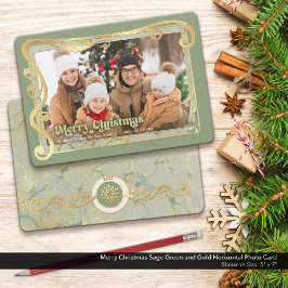 Frohe Weihnachtskarte Grün & Gold Foto Card Feiertagskarte
