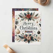 Frohe Weihnachtskarte/Grußkarte Mitteilungskarte (Vorderseite/Rückseite Beispiel)