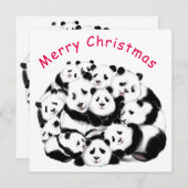 Frohe Weihnachtskarte Happy Pandas Family - Funny (Vorne/Hinten)