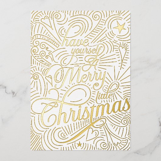 Frohe Weihnachtskarte Illustriert Folieneinladung (Vorderseite)