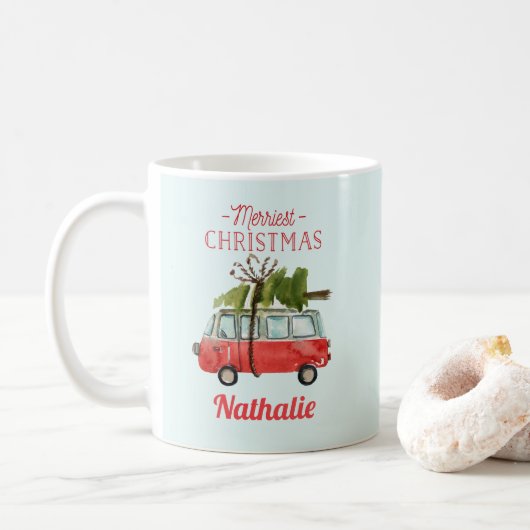 Frohe Weihnachtskarte Kaffeetasse (Mit Donut)