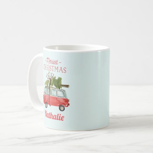 Frohe Weihnachtskarte Kaffeetasse (Vorderseite Links)