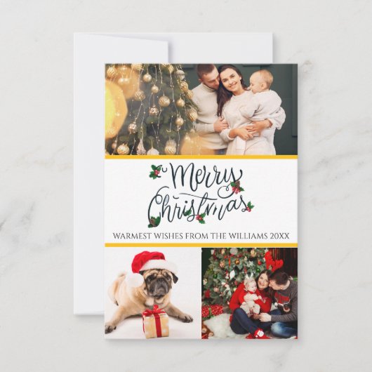 Frohe Weihnachtskarte mit 3 Fotos Dankeskarte (Vorderseite)