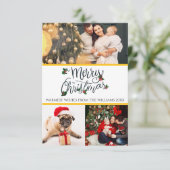 Frohe Weihnachtskarte mit 3 Fotos Dankeskarte (Stehend Vorderseite)