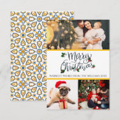 Frohe Weihnachtskarte mit 3 Fotos Dankeskarte (Vorne/Hinten)