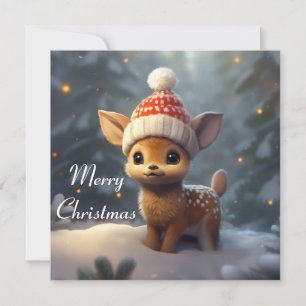 Frohe Weihnachtskarte mit Adorable Baby Rentier Feiertagskarte