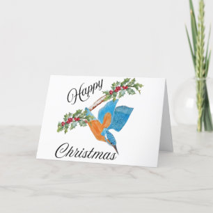 Frohe Weihnachtskarte mit dem Taucher Kingfisher Feiertagskarte