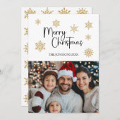 Frohe Weihnachtskarte mit Foto & Gold Schneeflocke Einladung (Vorne/Hinten)