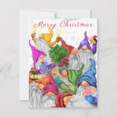 Frohe Weihnachtskarte mit Happy Gnome Party (Vorderseite)