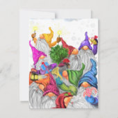 Frohe Weihnachtskarte mit Happy Gnome Party (Rückseite)