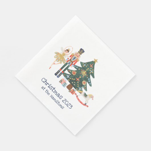 Frohe Weihnachtskarte mit Nutcracker-Zeichen Serviette (Ecke)