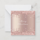 Frohe Weihnachtskarte mit Rose Gold Glitzer Tropfe Mitteilungskarte (Rückseite)