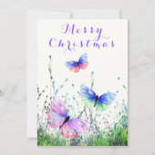 Frohe Weihnachtskarte mit Schmetterlingen Fliegerf Karte (Rückseite)