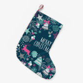 Frohe Weihnachtskarte mit Schneeflocken und Weihna Kleiner Weihnachtsstrumpf (Vorderansicht (hängend))