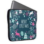 Frohe Weihnachtskarte mit Schneeflocken und Weihna Laptopschutzhülle (Vorne Rechts)