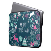 Frohe Weihnachtskarte mit Schneeflocken und Weihna Laptopschutzhülle (Vorderseite Links)