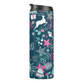 Frohe Weihnachtskarte mit Schneeflocken und Weihna Thermosbecher (Nach rechts gedreht)