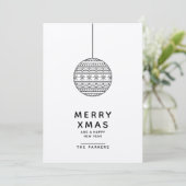 Frohe Weihnachtskarte mit schwarzem & weißem Weihn Einladung (Stehend Vorderseite)
