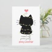 Frohe Weihnachtskarte mit schwarzer Katze Feiertagskarte (Stehend Vorderseite)