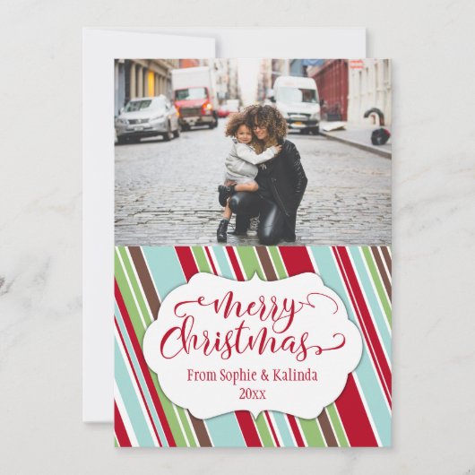 Frohe Weihnachtskarte mit Vintager Farbpalette Feiertagskarte (Vorderseite)