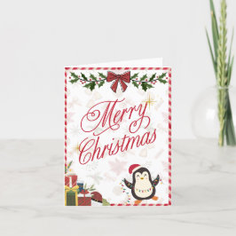 Frohe Weihnachtskarte - Niedlicher Pinguin Feiertagskarte