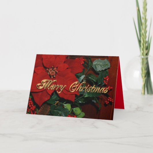 Frohe Weihnachtskarte poinsettias Feiertagskarte (Vorderseite)