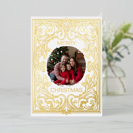 Frohe Weihnachtskarte Vorlage Jugendstil bearbeitb (Stehend vorne)